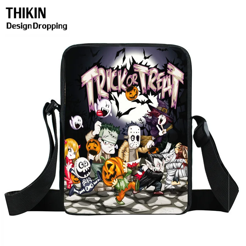 

THIKIN Halloween Pumpkin Trick or Treat Messenger Bag Boys Girls Candy Sacks Bag Spirit Spider Children Crossbody Bag Kids Gift