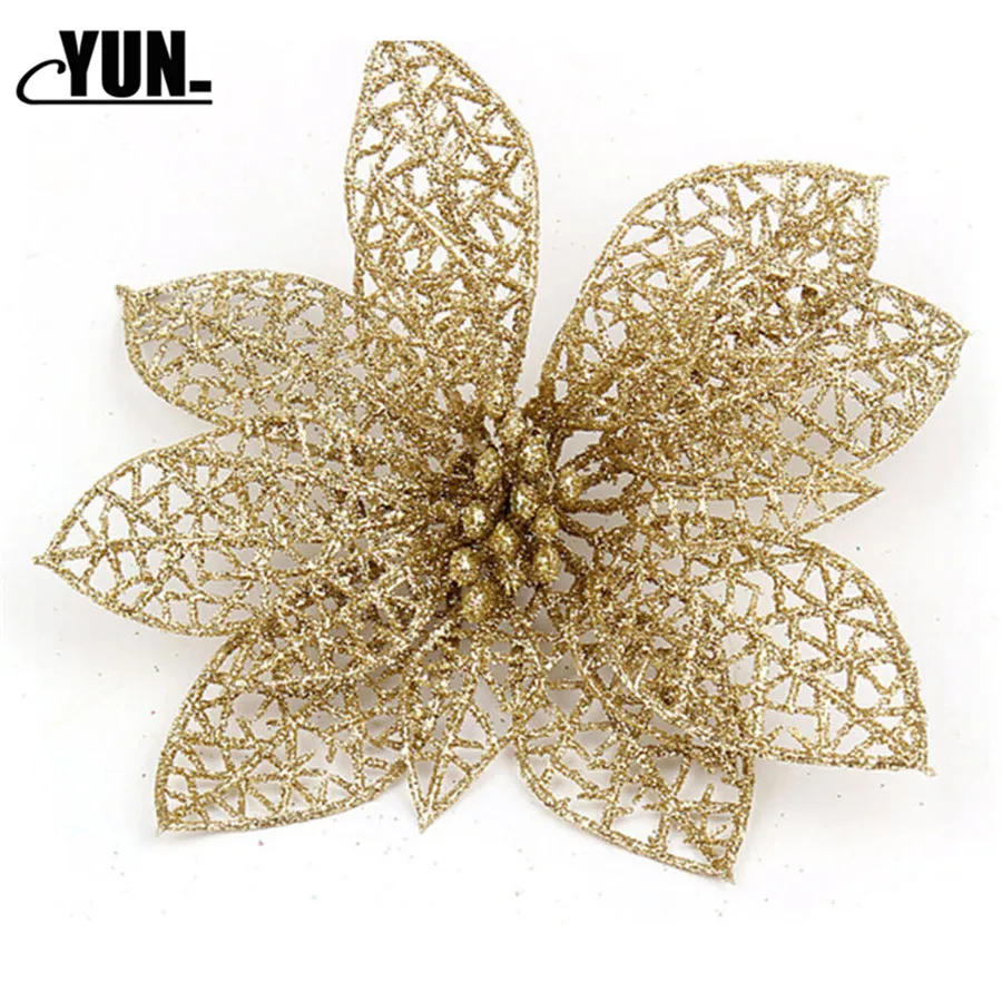 Artificial Hollow Flowers Beautiful Ornament Hanging on The Christmas Tree Wedding Christmas Valentine's Day Decorations 7D