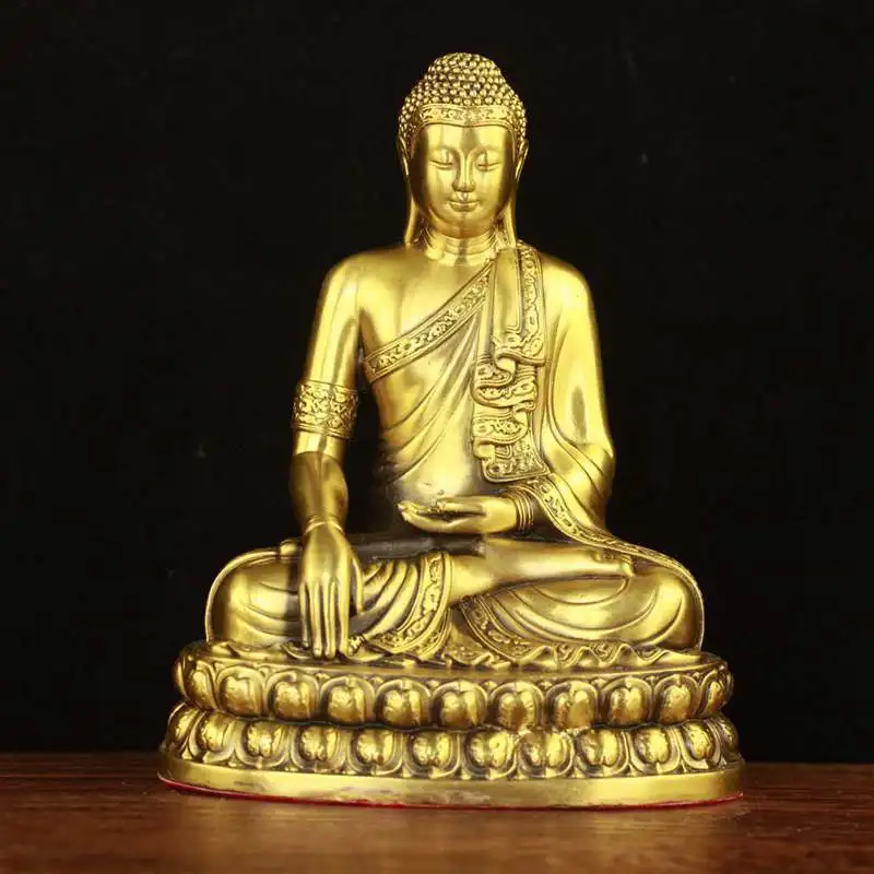 

Copper Lotus Buddha Statue Double Lotus Seated Buddha Sakyamuni 19 Cm High Bronze Ware figurine sculpture decor