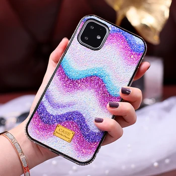 

For iPhone 11 Pro MAX Colorful Wave Diamond Phone Case For iPhone 7 7Plus 8 6 6S Plus X XS XR MAX Rhinestone Crystal Bling Cover