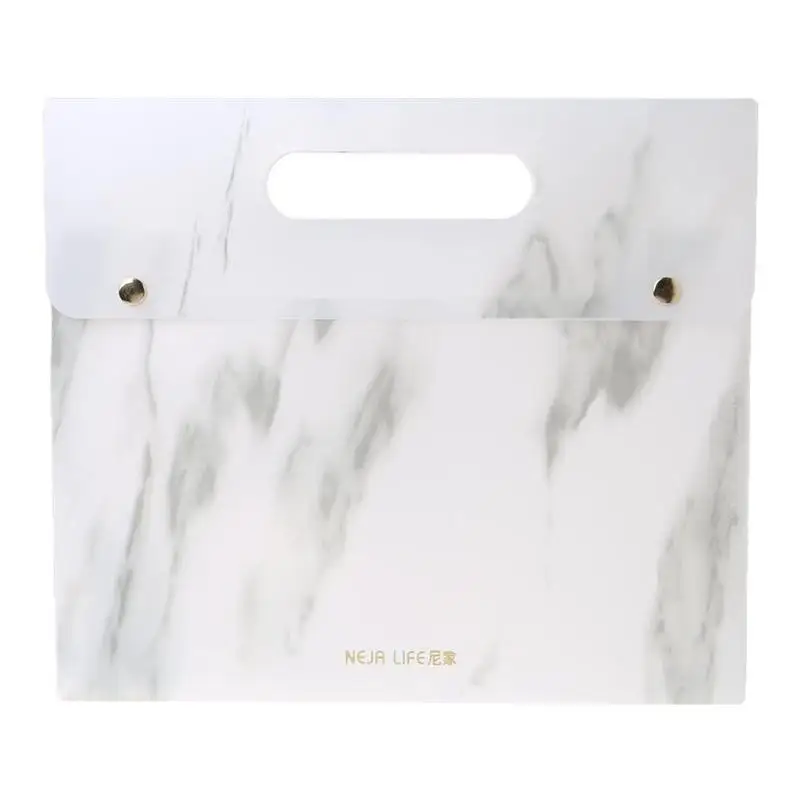 

Portable marble pattern PP A4 folder file check paper bag office school student supplies double button
