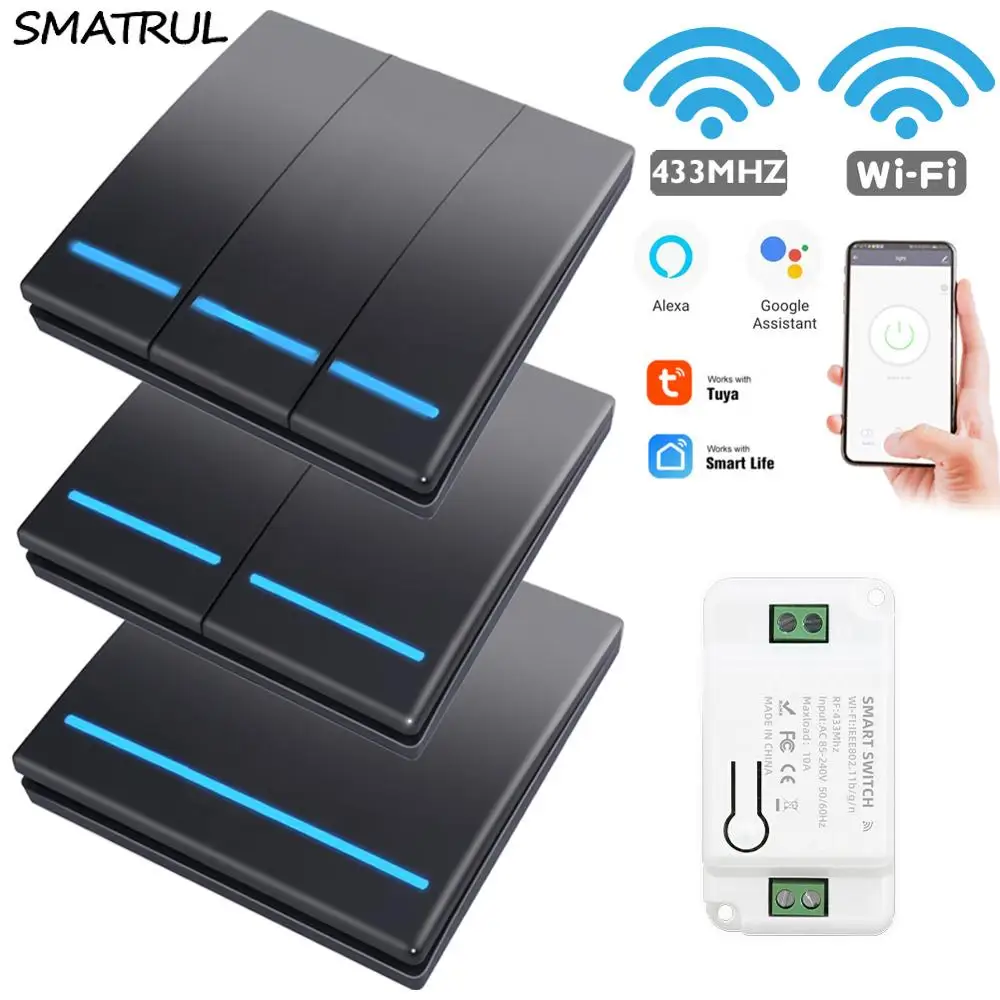 SMATRUL светильник переключатель Wi-Fi приложение Smart Life Tuya пуш-ап РЧ пульт
