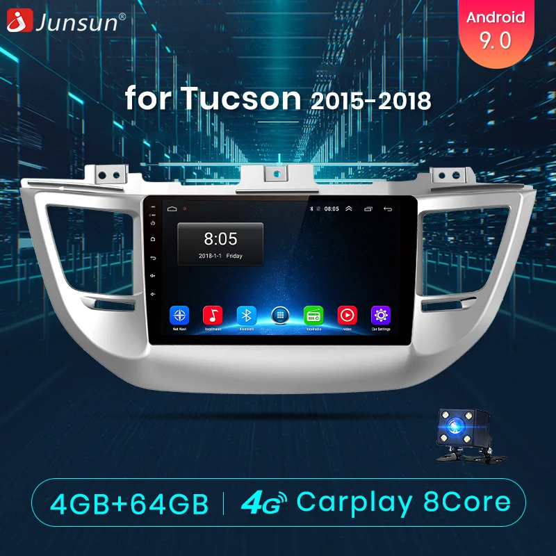 Junsun 4G+ 64G CarPlay DSP Android 8,1 автомобильный Радио Мультимедиа Стерео Аудио плеер gps 2 Din для hyundai Santa Fe 2 2006-2012 без DVD