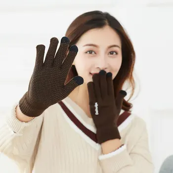 

Winter Touch Screen Gloves Women Men Warm Stretch Knit Mittens Imitation Full Finger Guantes Female Crochet Luvas Thicken