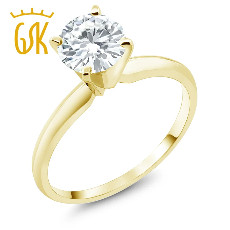 GemStoneKing Forever One GHI 1Ct Row Moissanite 14K желтое золото обручальное кольцо для женщин