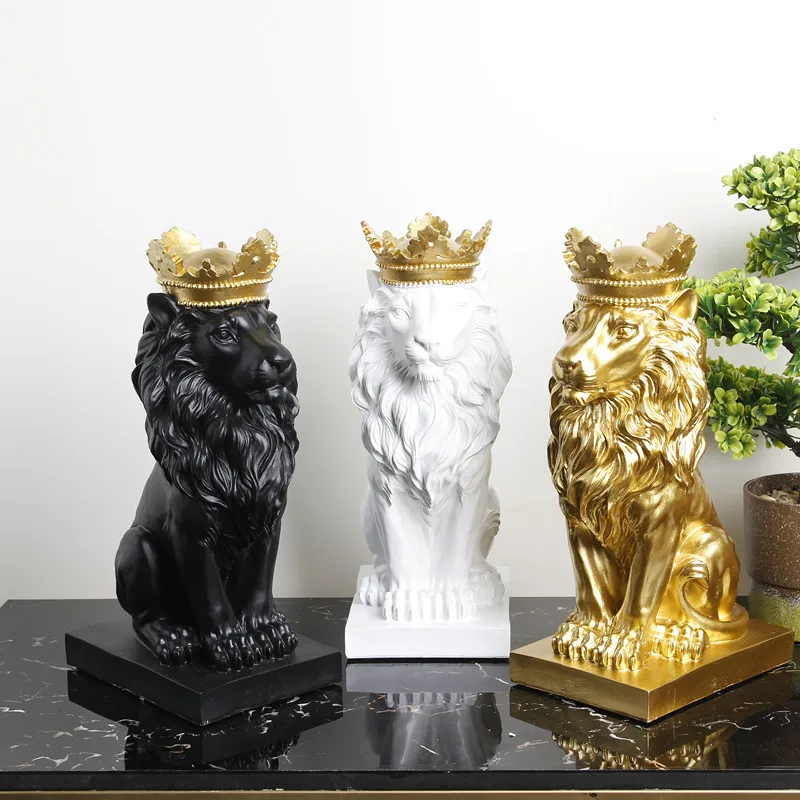 

Modern Crown Lion Ornaments Living Room Wine TV Cabinet Decorations Minimalist Office Desk Art Showcase Bar Cafe Leo home Statue