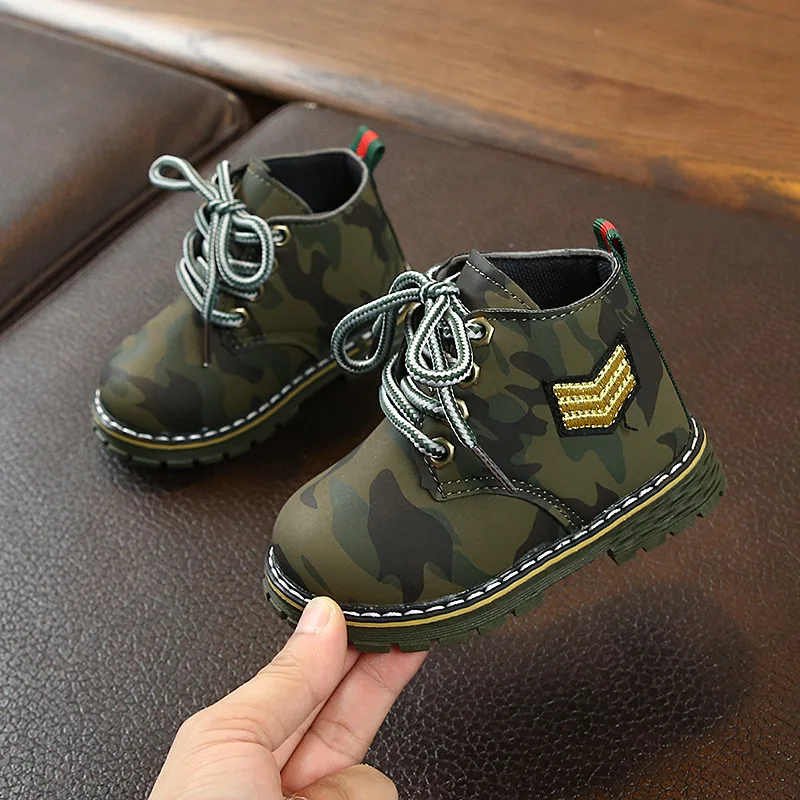 Autumn/Winter New Children's Fashion Martin Boots Men's and Girls Camouflage Outdoor Wear-resistant, Non-Slip Short Boots
