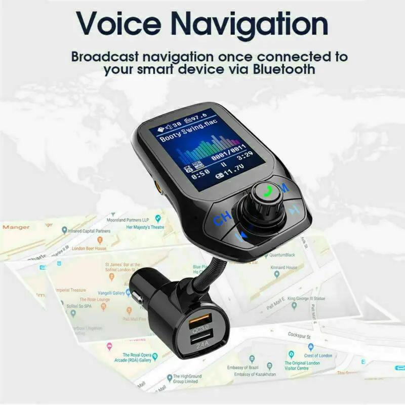 США беспроводной Bluetooth QC 3,0 USB зарядное устройство Автомобильный fm-передатчик MP3-плеер Handsfree