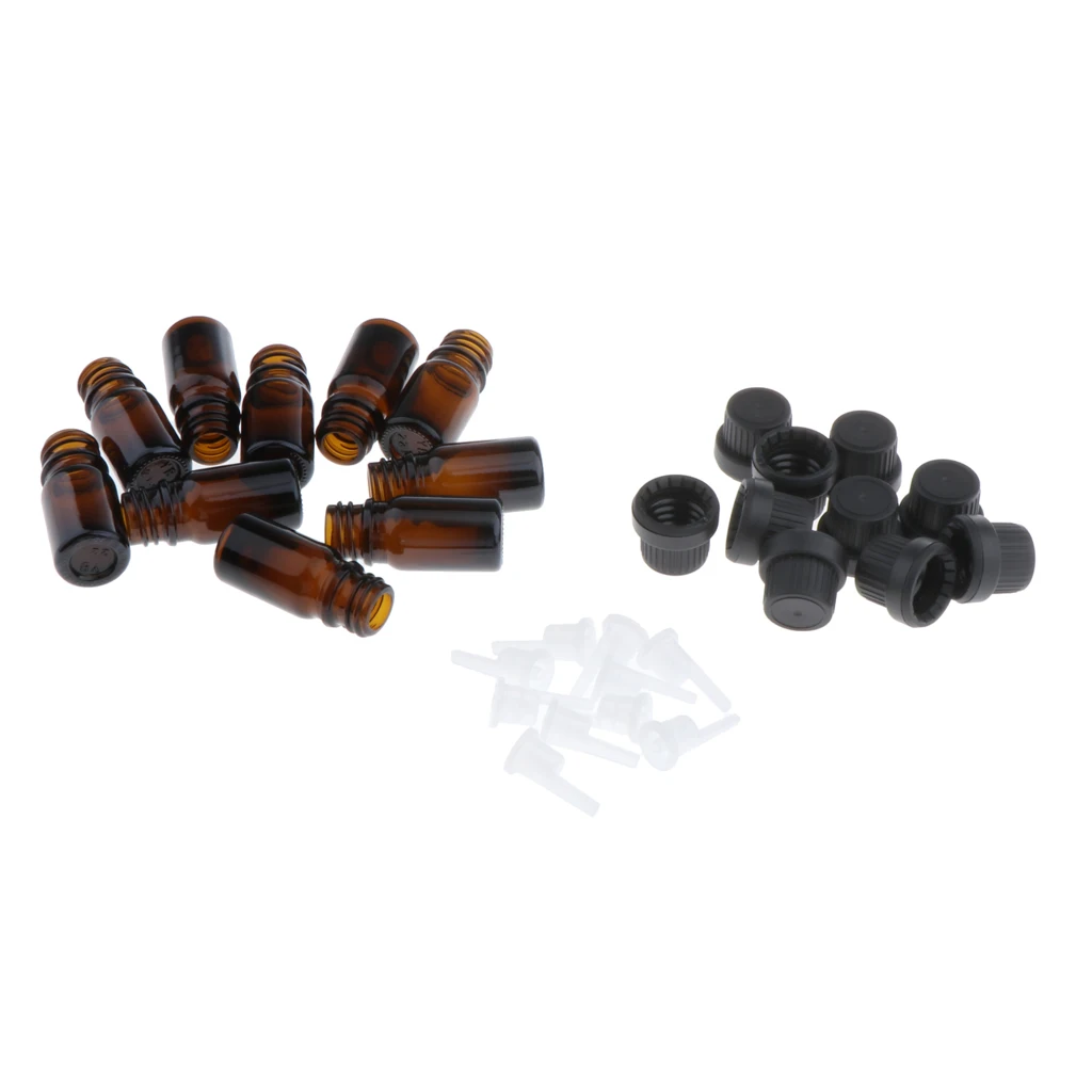 10pcs Glass Essential Oil Bottle Euro Droppers Perfume Cosmetic Liquid Vials