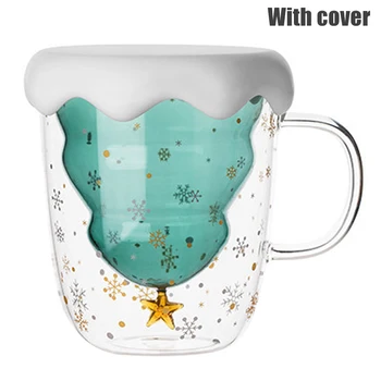 

Christamas Tree Glass Cup Double Walled Glass Snowflake Anti-scalding Insulated Coffee Mugs JS22