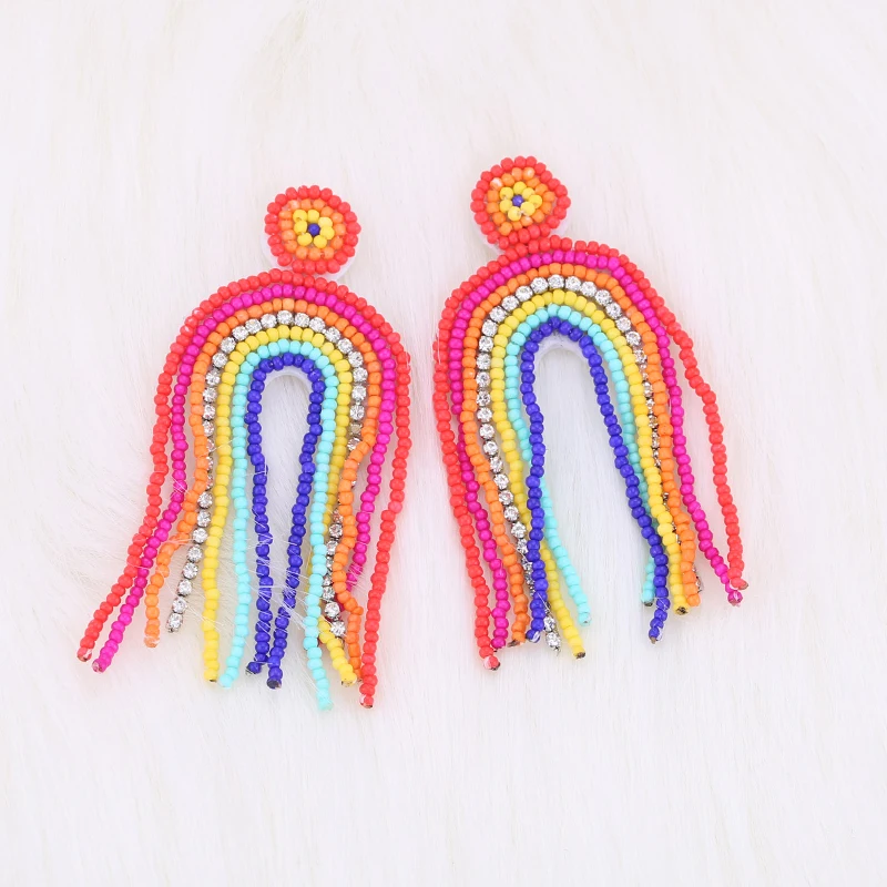Colorful Tassel Oorbellen в виде колец геометрической формы серьги для женщин роскошные натуральные камни витая вода капельные серьги женские сережки aretes серьги - Окраска металла: Colorful Tassel