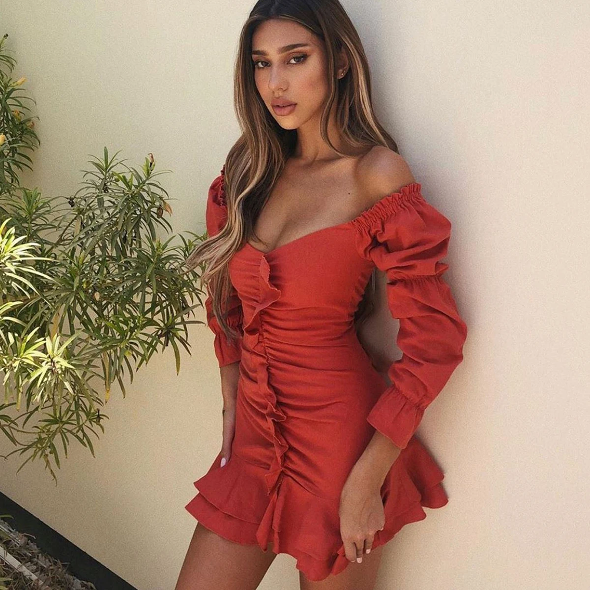 Slaygirl, белое сексуальное платье с оборками, женское, без бретелек, с открытыми плечами, Клубное, мини платье, элегантное,, вечерние платья, летняя мода, Vestidos