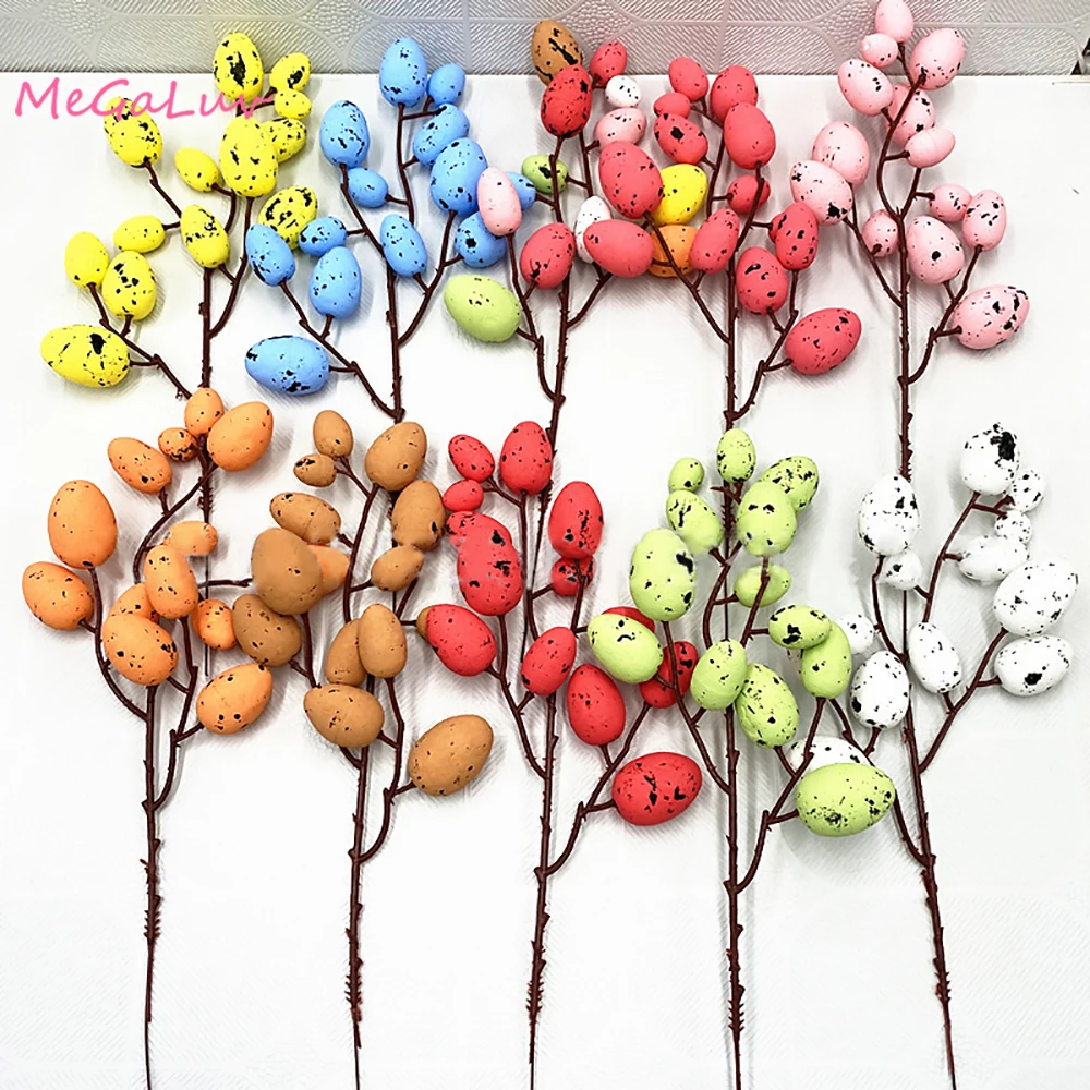 

Easter Egg Cuttings Tree Branch Colorful Foam Egg Flower Fake Plant DIY Decoration Wedding Festival Easter Party Home Vase Decor