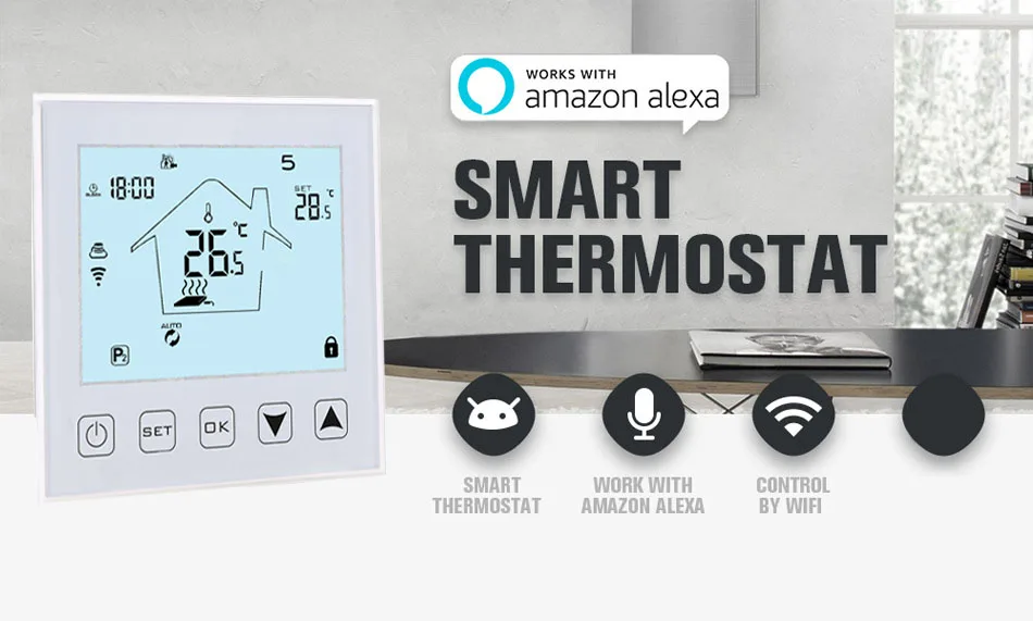 Wi-Fi термостат Электрический напольный нагрев контроль температуры Лер пульт дистанционного управления NTC датчик голосового управления