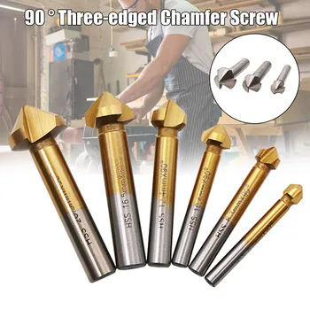 

Newly Sale Round Shank 6pcs 3 Flute 90 Degree Chamfer Bevel Cutter End Mill Tool Countersink Drill Bit Set L9 #2