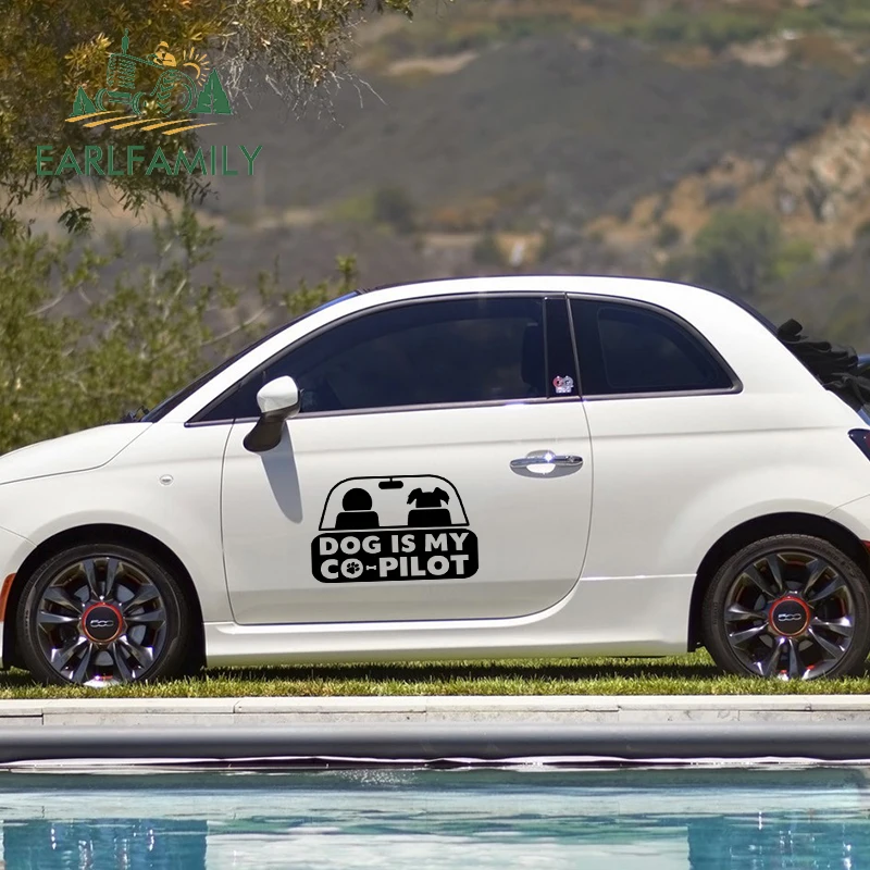 EARLFAMILY Dog Co Pilot Puppy JDM Humor большие наклейки для автомобиля, заднего грузовика, бампера, внедорожника, двери, Каяка, художественная настенная и т. д. виниловая изящная наклейка