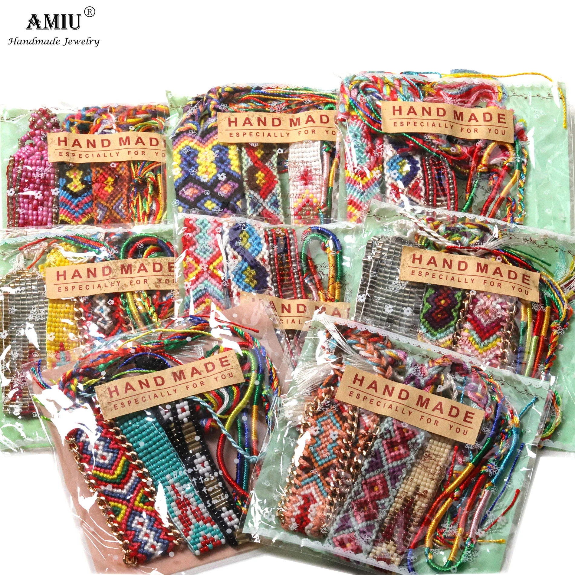 Плетеный браслет дружбы из хлопка в богемном стиле |