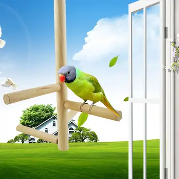 

Bird Perch, Parrot Birdcage Stand Natural Toys Natural Wooden Activity Branches Climbing Stairs for Conure Parakeet Budg