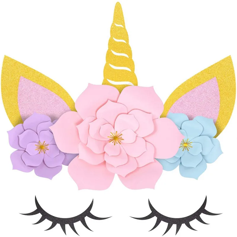День рождения Единорог вечерние ринка Декор DIY Рог ресницы уши настенная