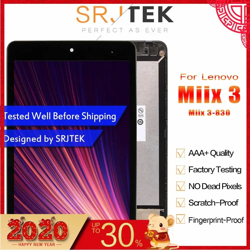 Srjtek " дисплей для lenovo Miix3 830 Miix 3-830 ЖК-дисплей Матрица сенсорный экран дигитайзер сенсор планшетный ПК в сборе с рамкой