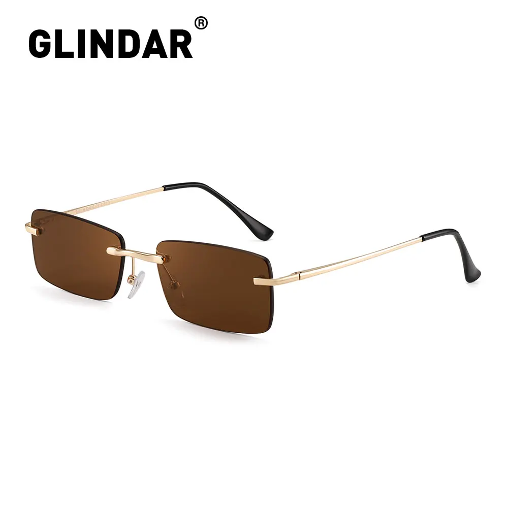 c2 gold brown Маленькие солнцезащитные очки Remless для женщин и мужчин,, квадратные ретро солнцезащитные очки, Винтажные Солнцезащитные очки без оправы, оттенки для женщин, Zonnebril Dame - Цвет линз: c2 gold brown