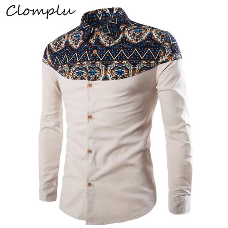 Clomplu рубашка в африканском стиле Dashiki тонкая Модная Повседневная рубашка с принтом Мужская Дашики с длинными рукавами африканская мужская одежда Этническая Одежда
