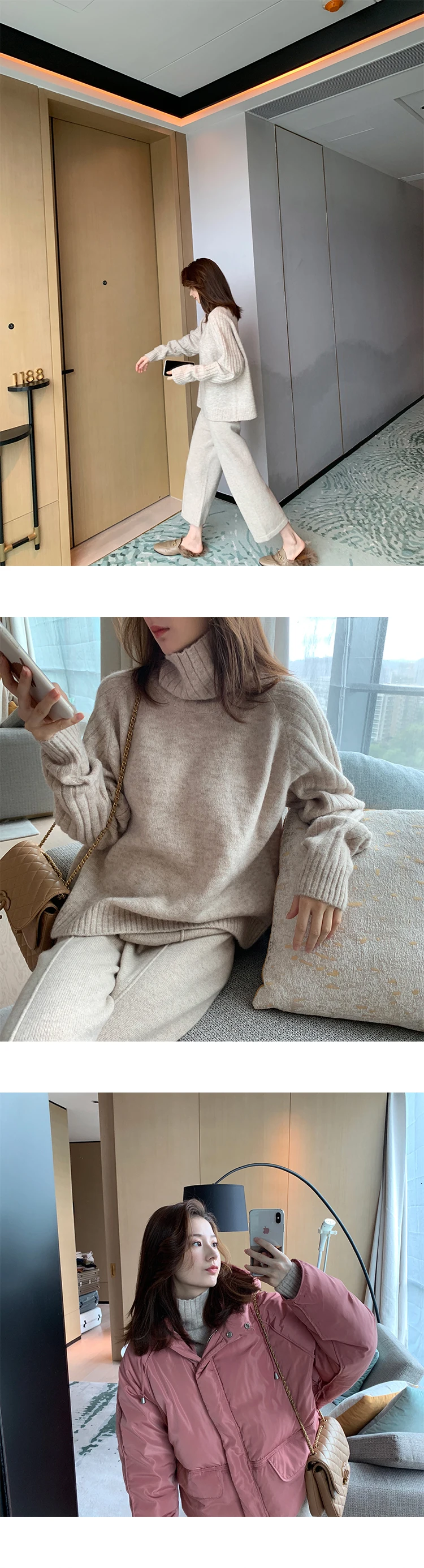Fashion Pullover Knitted Sweater Ladies Elegant Women Autumn Winter Casual Solid Long Sleeve Jumper Turtleneck Pull Femme