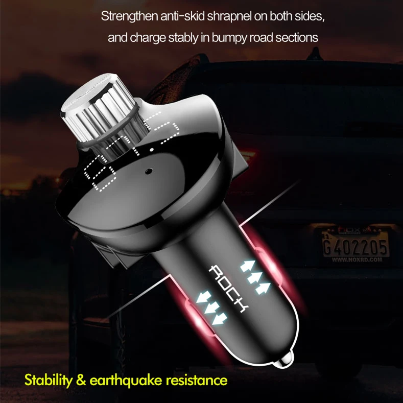 ROCK 3.4A Dual USB Автомобильное зарядное устройство для iPhone мобильный телефон с fm-передатчиком Bluetooth приемник громкой связи аудио MP3 плеер TF карта