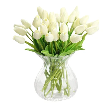

30 Pcs Artificial Flowers Tulips Real Press Fake Flowers Arrangement Bouquet for Home Office Wedding Party Decoration