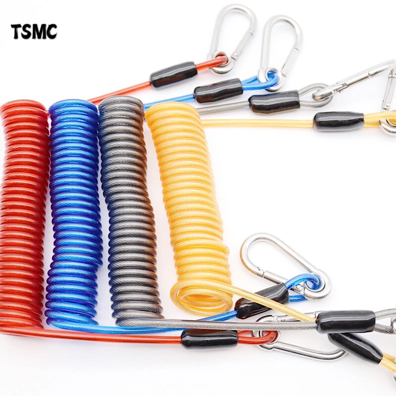 TSMC Scuba Diving lanyard 316 Anti-lost Spiral Spring Coil Lanyard Safety Emergency Tool with One Quick-release Buckle | Спорт и