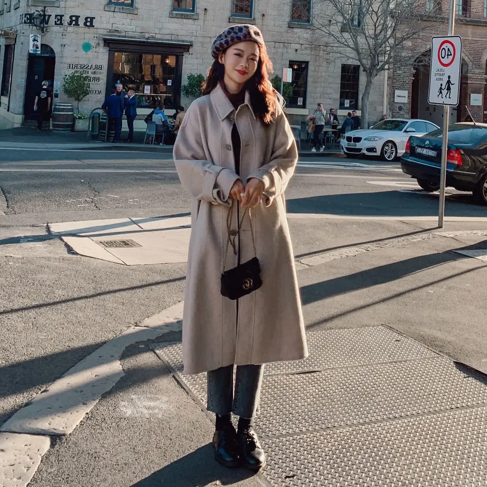 

Photo Shoot Waist Hugging Woolen Jacket 2019 Autumn And Winter New Style Korean-style WOMEN'S Wear Retro CHIC-Style Single-Breas
