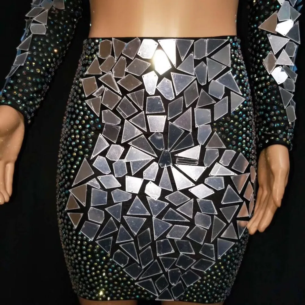 Высокая эластичность кристаллы сексуальные женские наборы с длинным рукавом Costum Dj Ds представление знаменитости шоу ночной клуб наборы