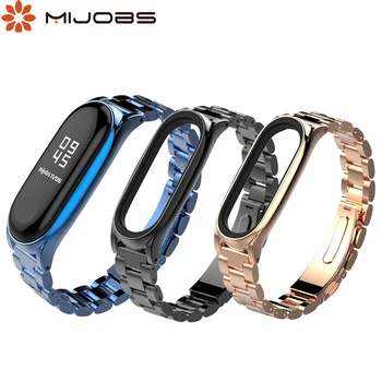 

Mijobs for miband 4 strap metal wrist for xiaomi miband 4 strap smart band for miband 3 4 bracelet stainless wristband