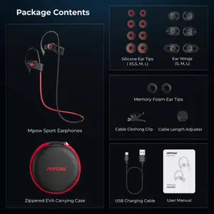 Image 5 - Mpow Flame 2 Sport Earphones Bluetooth 5.0 IPX7 Waterproof Earbuds 13 Hrs Long Standby CVC6.0 Noise Cancelling Earbuds with Mic
