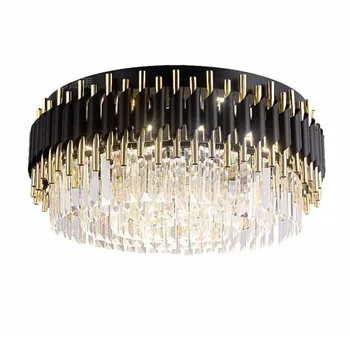 

Luxury Black Chandeliers For Luxury Living Room Crystal Light Fixture Round Modern LED bedroom Chandeliers