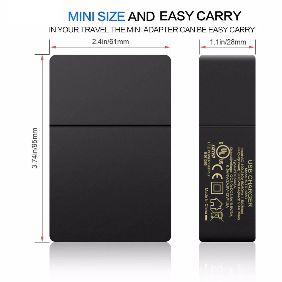 QGeeM USB Charger 5 Ports QC3.0 Type-C Quick