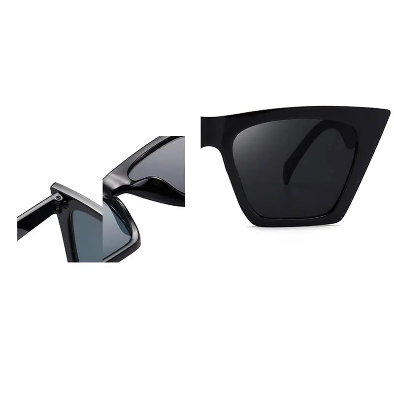 Designer Inspired Zig Zag Arms Angular Cat Eye Edged Sunglasses 