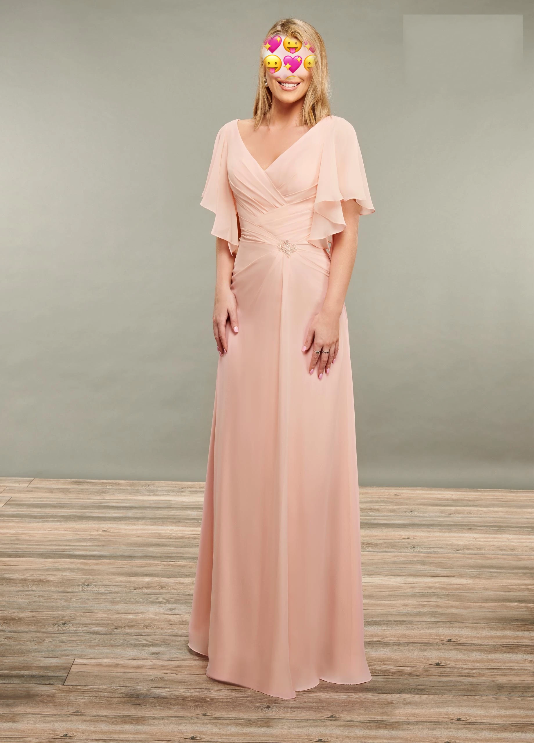 Simple Flutter Sleeve Mother Dresses 