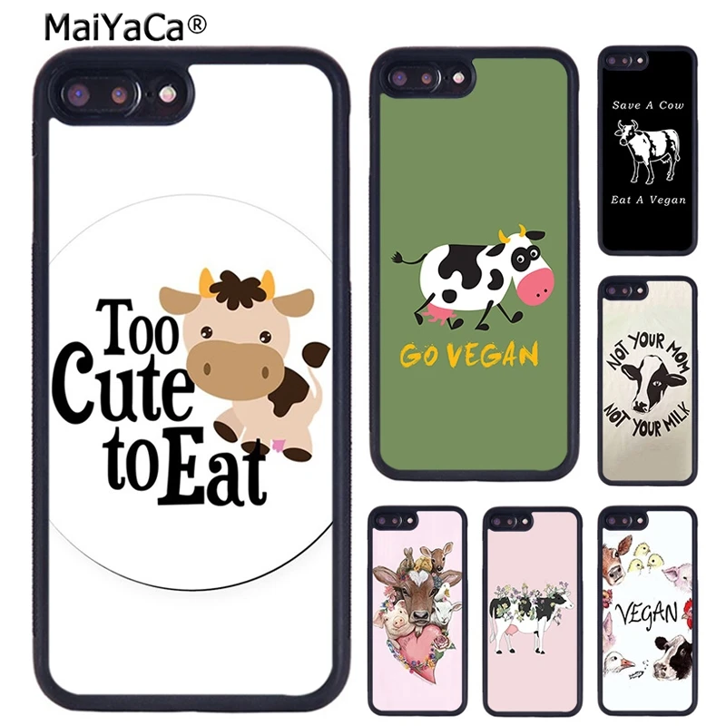 Вегетарианский чехол MaiYaCa для телефона с коровой iPhone X XR XS 11 12 Pro MAX 5 6 S 7 8 Plus Samsung Galaxy
