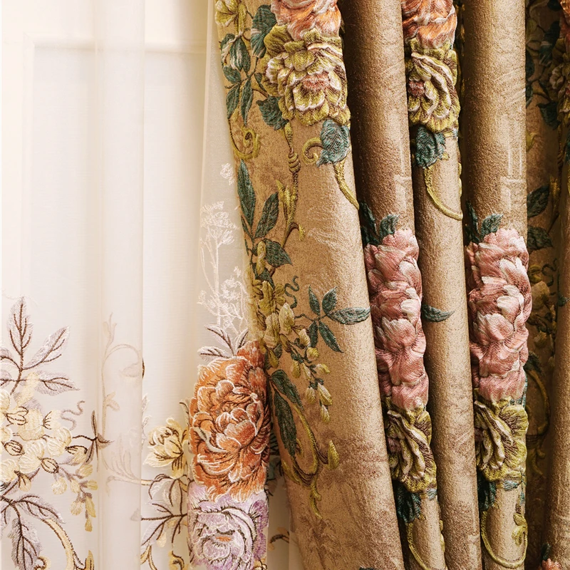 Европейские королевские плотные 4D жаккардовые шторы с тиснением декоративный пол шторы для гостиной коричневые высококачественные шторы для спальни