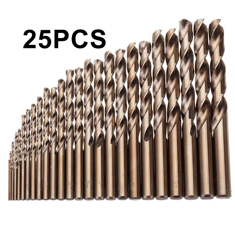 

25 Pieces 1 13mm High Speed Steel M35 Cobalt Drill Bits Set For Metal Wood Steel Drilling Tool Drill Bits