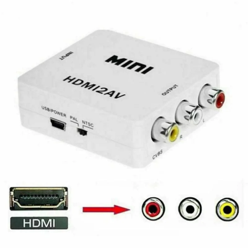  Mini Portatile Bianco Composito 1080P Hdmi a Rca Audio Video Cvbs Av Adattatore Convertitore per La
