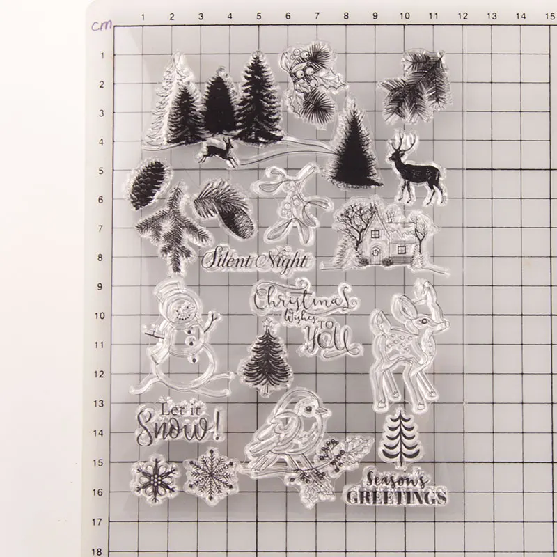 Прозрачные штампы Merry Christmas Tree Snow Clear Stamp силиконовый Скрапбукинг для создания открыток альбом для рукоделия штамп