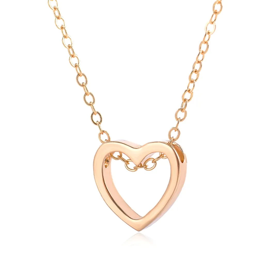 Love Heart Chain Necklace For Ladies Girls Chic Black/Gold/Silver Heart Necklace Charm Pendant Jewelry Lovers Valentine Gift