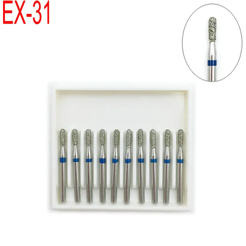 EX-31 10pcs/box Dental High Speed Diamond Burs Dentist Medium Diamond Dentist Polishing Tools afbeelding
