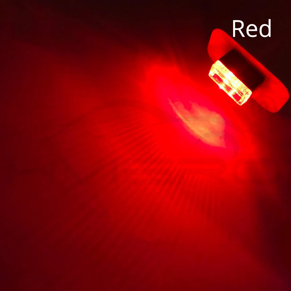 Hviero Car USB LED Atmosphere Lights Decorative Lamp Auto Emergency Lighting Universal PC Portable Plug and Play Red Blue White Pink