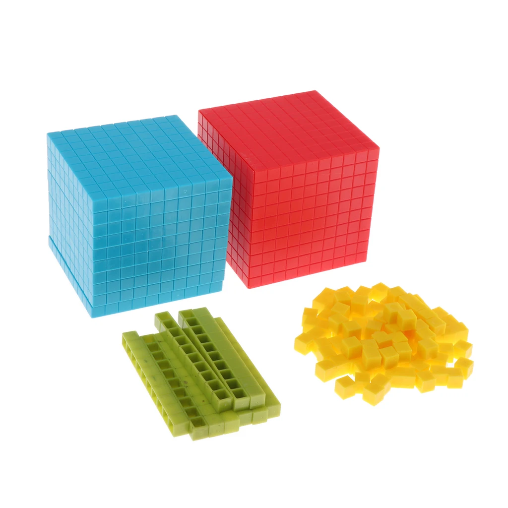 Children Montessori Math Materials Decimal Group Cube Blocks - 4 Colors Represents Ones Tens Hundreds and Thousand | Игрушки и хобби