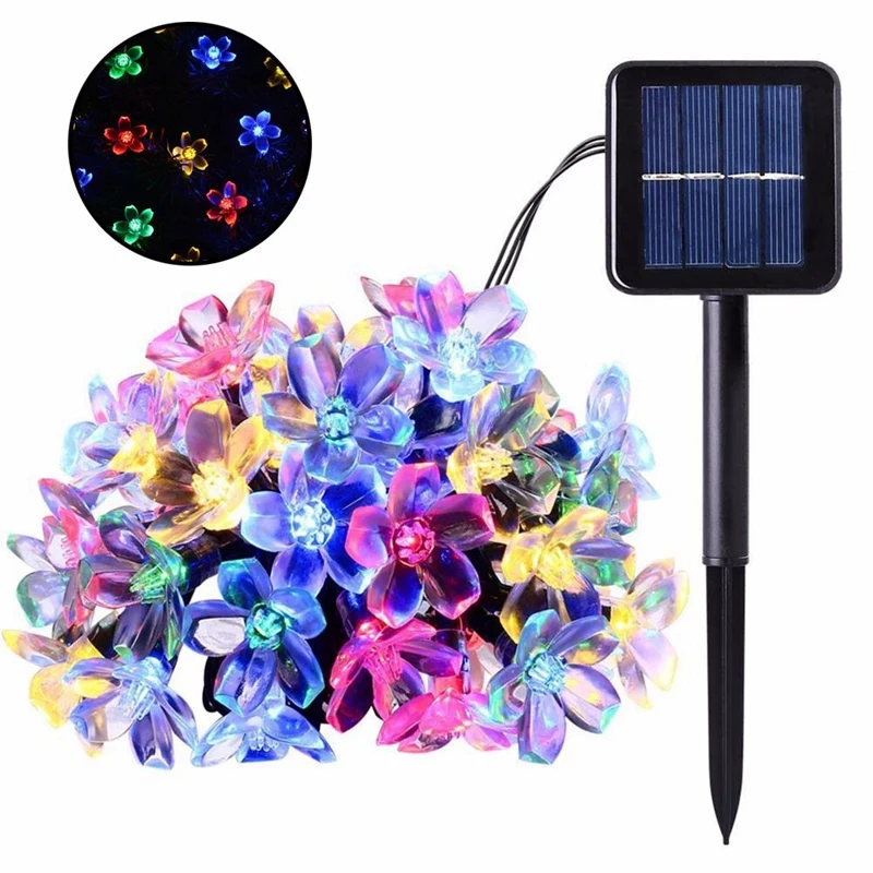 7 метров 50 Led Солнечная энергия сказочные струнные огни Цветущая Цветочная лампа