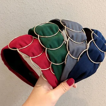 

Korea New Upscale Cloth Art Wide Brim Hair Band For Women 2020 Fashion Golden Circle Adult Headdress Non-slip Issue Card Jewelry