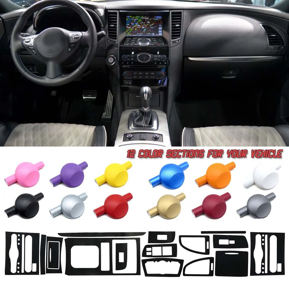 

5D Gloss Carbon Fiber Vinyl Film Interior Center Console Sticker For Infiniti QX70 2009-2016